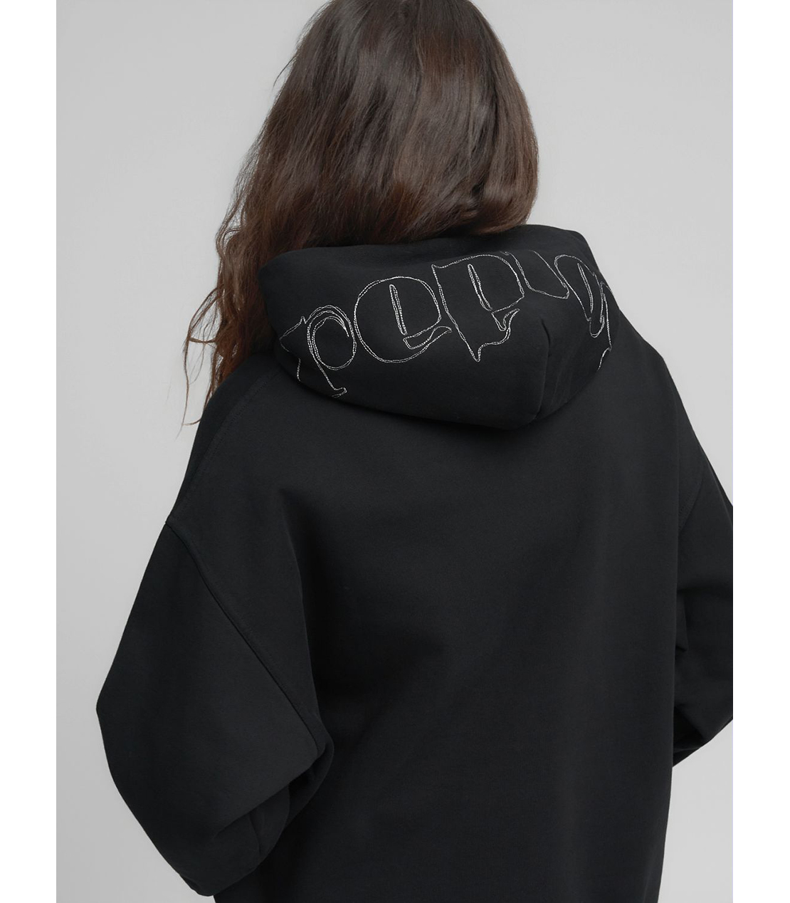 ロングオーバーサイズ刺しゅうフーディー 詳細画像 ブラック 7